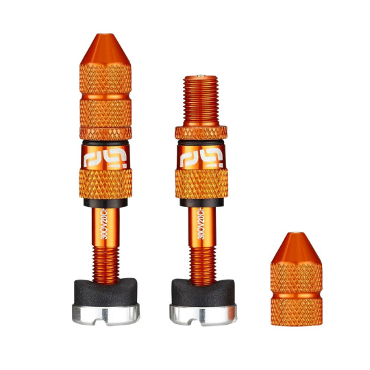 Schrader Quickfill Tubeless Valves | Gen2 | 16-24mm Depth | 2 Pieces | Naranja