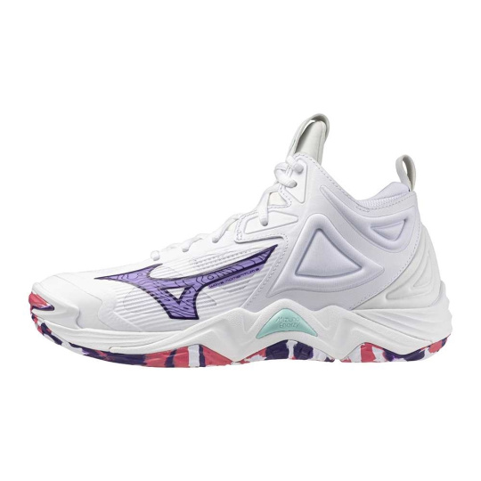 Mizuno WAVE MOMENTUM 3 MID(W) / White/VioletIndigo/CamelliaRos